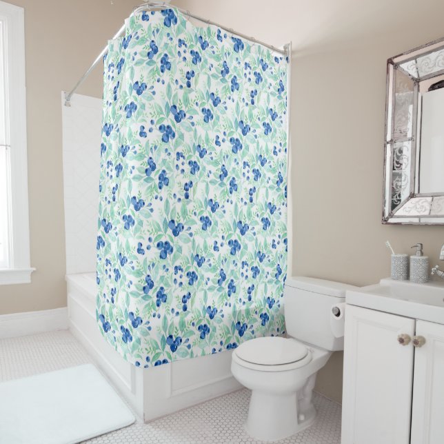 Midsummer Rustic  Blueberry Berry Summer Pattern 1 Shower Curtain (In Situ)