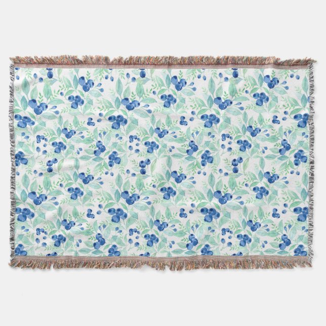 Midsummer Rustic Blueberry Berry Summer Pattern 1 Throw Blanket (Front)