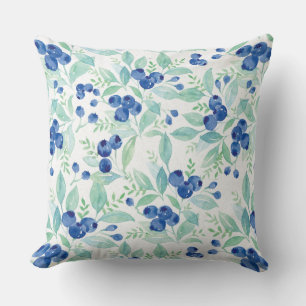 Midsummer Rustic Blueberry Berry Summer Pattern Cushion