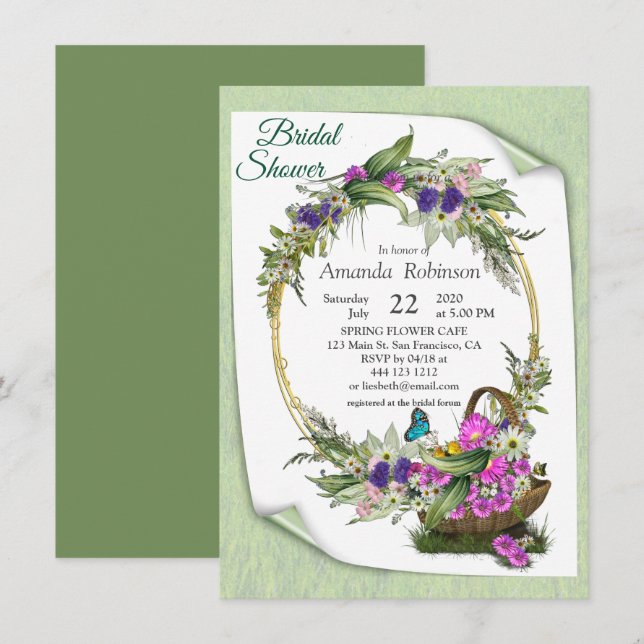 Midsummer Spring flower Invitation (Front/Back)