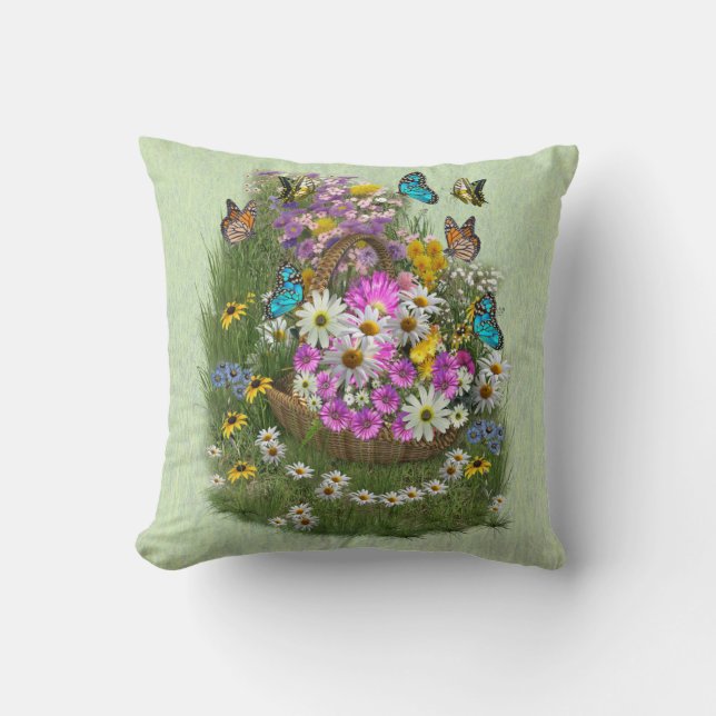 Midsummer Spring Flowers Cushion (Front)