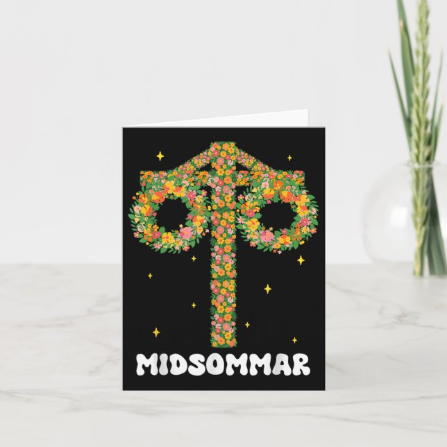 Midsummer Summer Solstice Maypole Midsommar Sweden Card (Front)