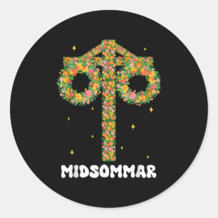 Midsummer Summer Solstice Maypole Midsommar Sweden Classic Round Sticker