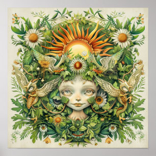 Midsummer Sun Fairies Nordic Art Print
