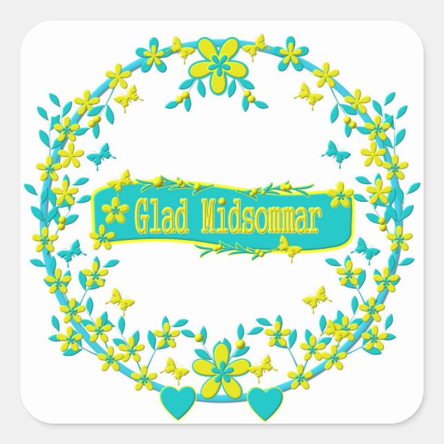 Midsummer symbol sweden square sticker (Front)