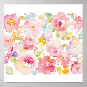 Midsummer   Watercolor Pink Floral Poster
