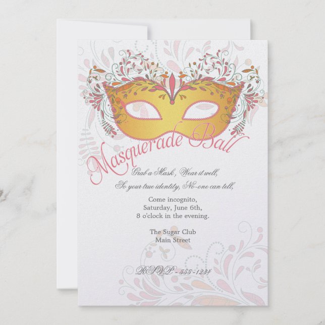 Midsummers Night Masquerade Ball Party Invitation (Front)