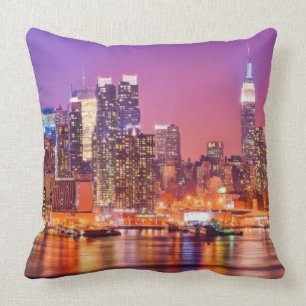 Midtown Manhattan at night with Empire Stae Cushion