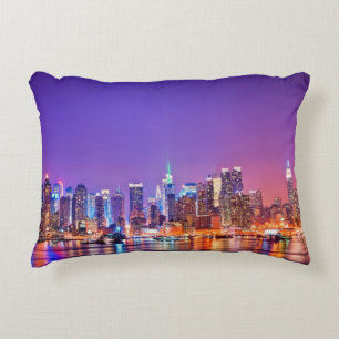 Midtown Manhattan at night with Empire Stae Decorative Cushion
