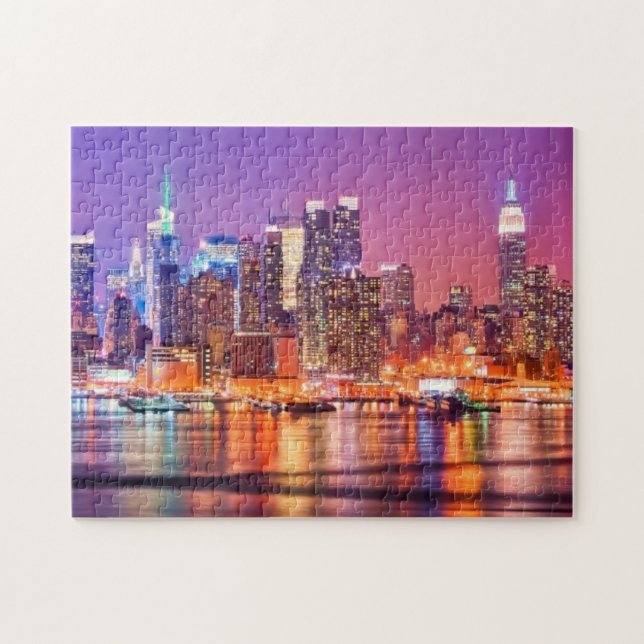 Midtown Manhattan at night with Empire Stae Jigsaw Puzzle (Horizontal)