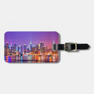 Midtown Manhattan at night with Empire Stae Luggage Tag