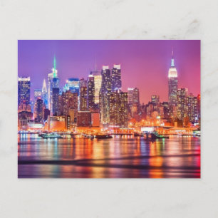 Midtown Manhattan at night with Empire Stae Postcard