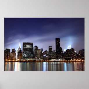Midtown Manhattan skyline at Night Lights Poster
