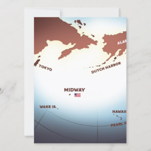 Midway Island vintage style WW2 map