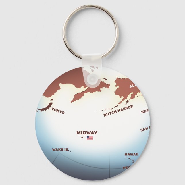 Midway Island vintage style WW2 map Key Ring (Front)