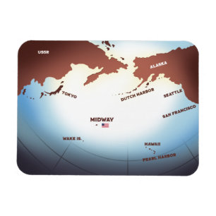 Midway Island vintage style WW2 map Magnet
