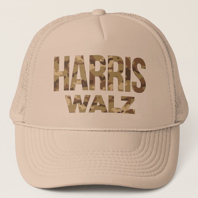 Midwest Dad Camouflage Harris Walz Trucker Hat (Front)