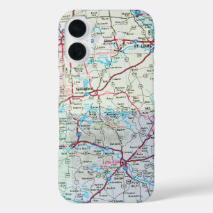 Midwest United States Road Map iPhone 16 Case