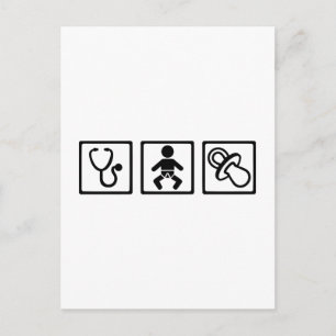 Midwife baby pacifier postcard