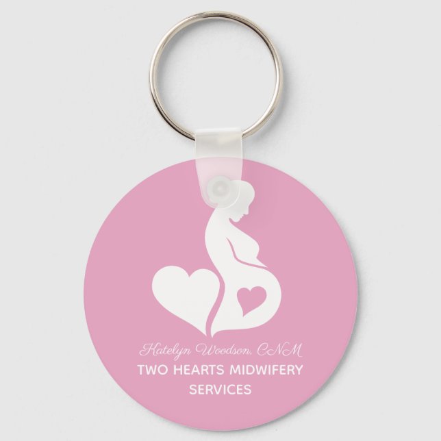Midwife Beautiful Doula OBGYN Pink Personalised Key Ring (Front)