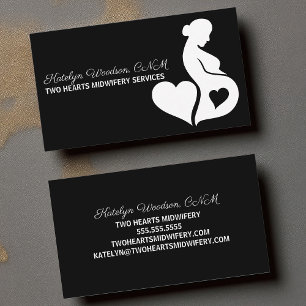 Midwife Birth Coach Doula Beautiful Black White Business Card
