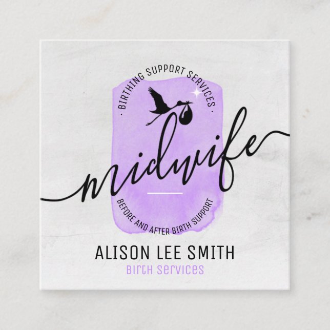 Midwife Birth Coach Services Square Business Card (Front)