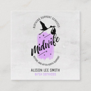 Midwife Birth Coach Services Square Business Card