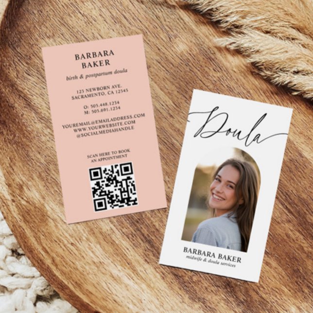 Midwife Birth Postpartum  Doula Photo Arch QR CODE Business Card (Creator Uploaded)