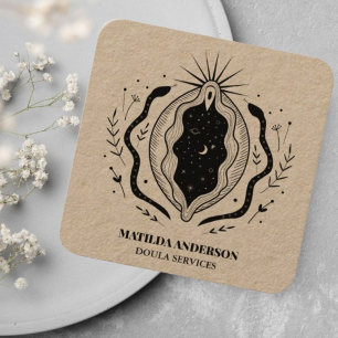 Midwife Birthing Coach Pregnancy Rustic Kraft  Square Business Card