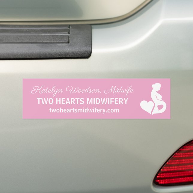Midwife Doula Beautiful Pregnancy Business Pink Bumper Sticker (On Car)
