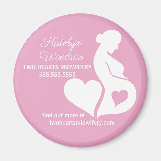 Midwife Doula Beautiful Pregnancy Business Pink Magnet (Front)