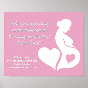 Midwife Doula Beautiful Pregnancy Business Pink Poster