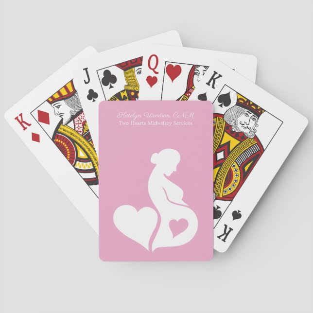 Midwife Doula or OBGYN Beautiful Personalised Pink Playing Cards (Back)