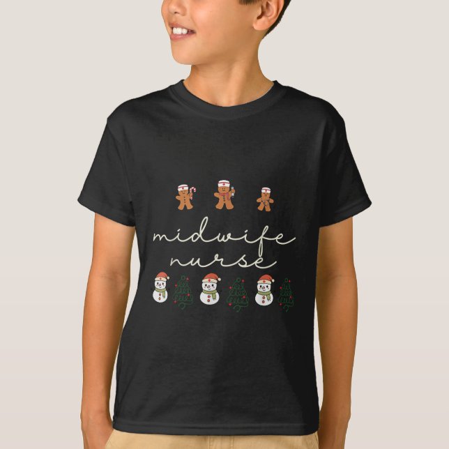 Midwife Nurse Christmas Gingerbread Nicu Hostal Pa T-Shirt (Front)