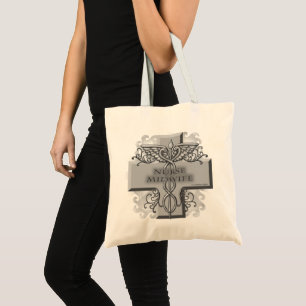 Midwife Nurse Cross Caduceus  tote bag