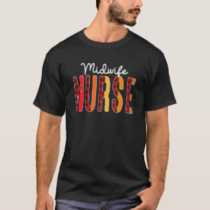 Midwife Nurse Plaid Red Love Heart Stethoscope Rn T-Shirt