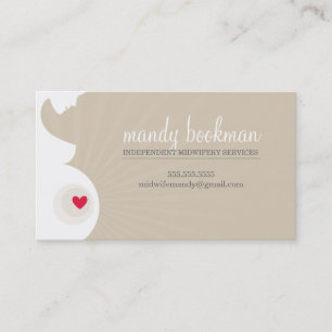 MIDWIFE pregnant belly silhouette beige latte Business Card