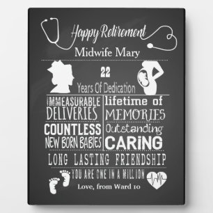 midwife retirement gift for boss, long service plaque
