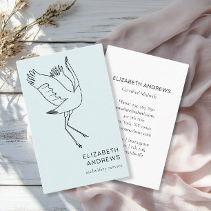 Midwife, Storch, Blue Business Card