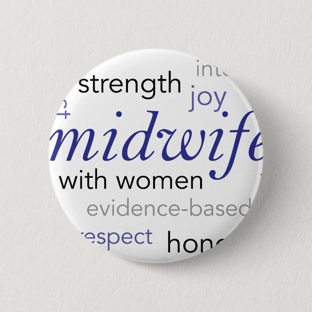 midwife word cloud 6 cm round badge (Front)