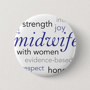 midwife word cloud 6 cm round badge