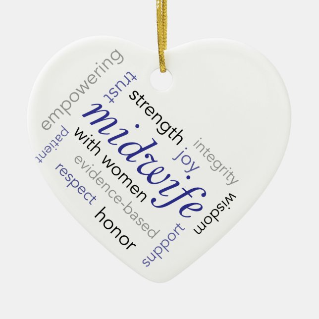 midwife word cloud ceramic ornament (Front)