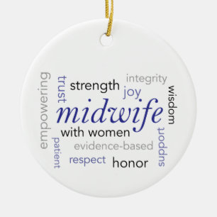 midwife word cloud ceramic ornament
