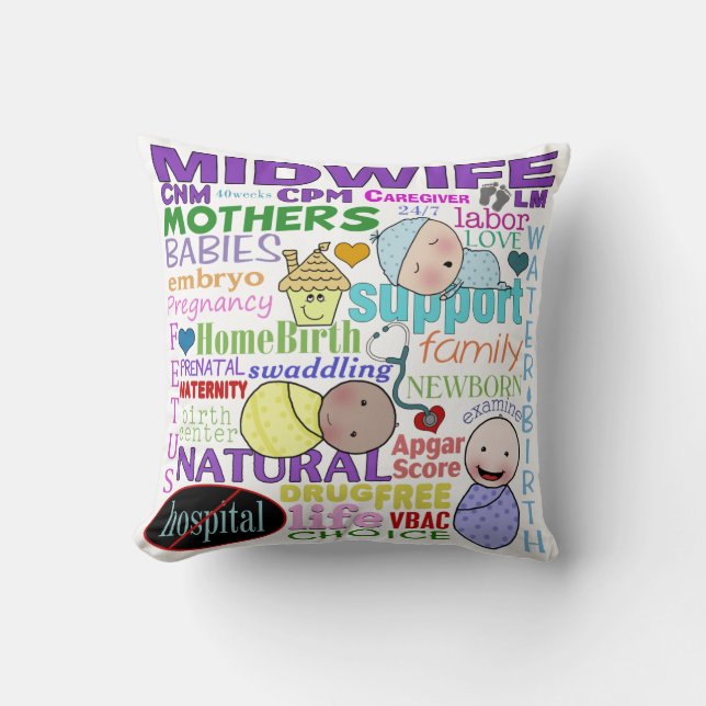Midwifery Terminology-Subway Art Cushion (Front)