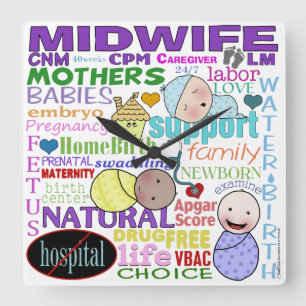 Midwifery Terminology-Subway Art Square Wall Clock