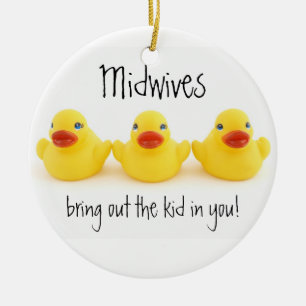 Midwives and Yellow Rubber Ducks Ceramic Ornament