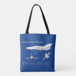 MiG-21 bis - Aeroplane Blueprint Plans ABD Tote Bag