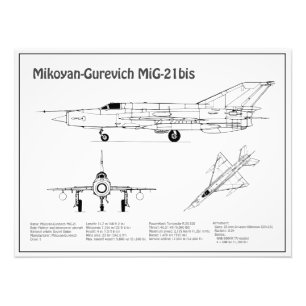 MiG-21 bis - Aeroplane Blueprint Plans BD Photo Print