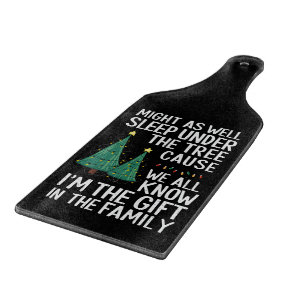 Might As Well Sleep Under The Tree Christmas Gift Cutting Board