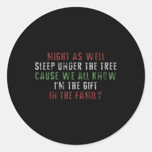 Might As Well Sleep Under The Tree Christmas Retro Classic Round Sticker